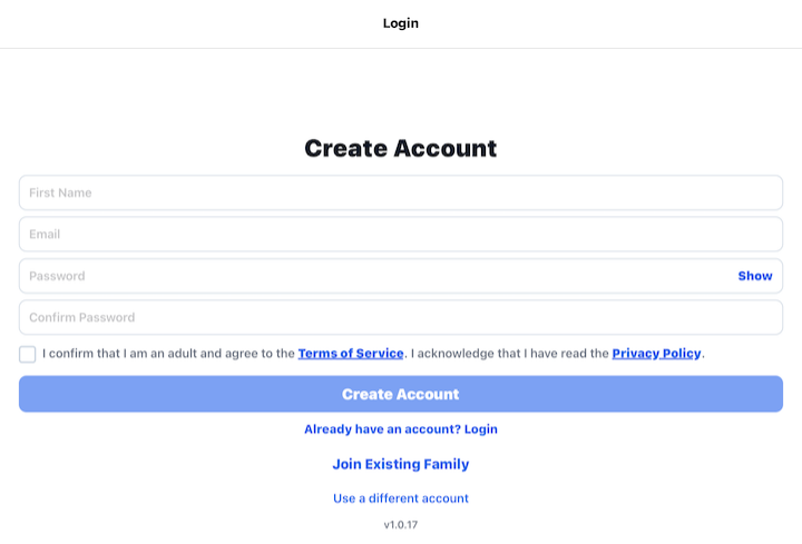 Create Parent Account